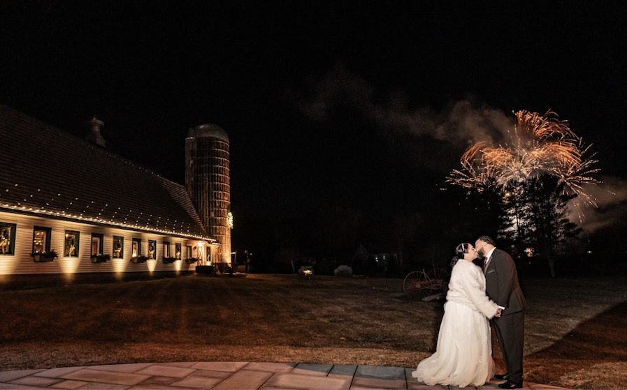 Fireworks at wedding at the barn at Perona Farms in Andover, NJ